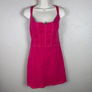 Reformation Jolie Bustier Mini Dress Pink Corset Contrast Stitch Size 10 Barbie